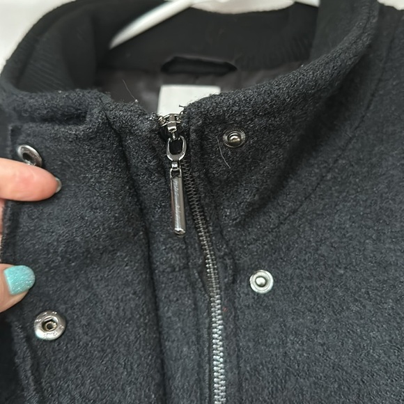 HALOGEN Wool Viscose Blend Black Zip/Snap Closure Stand Up Collar Coat Size 2XL - Picture 5 of 11